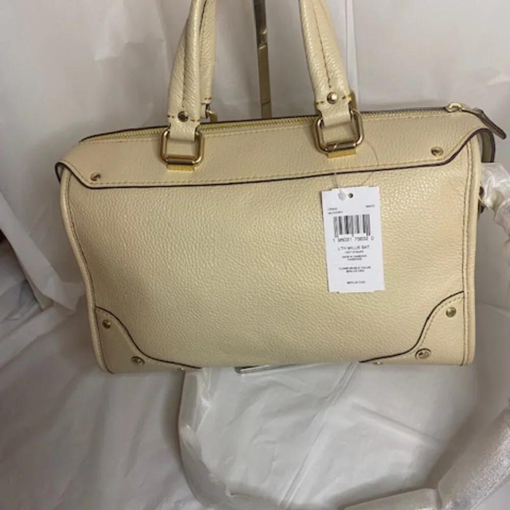 Coach Millie Pebbled Leather Satchel Bag in Ivory (NEW) - Picture 3 of 10